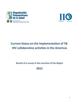 1
Current Status on the implementation of TB-
HIV collaborative activities in the Americas
Results of a survey in the countries of the Region
2012
 