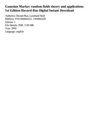 Gaussian Markov random fields theory and applications 1st Edition ...