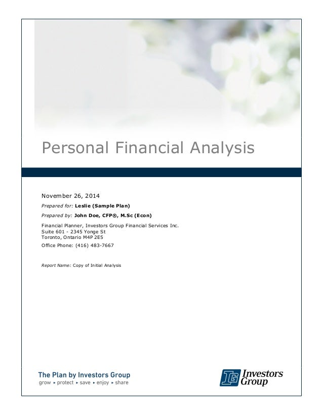 financial plan sample personal financial plan examples
