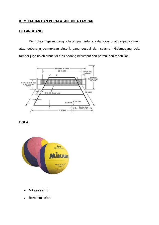 Lakaran Ukuran Gelanggang Bola Tampar