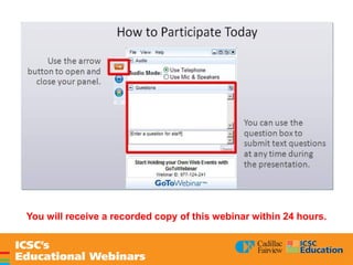 You will receive a recorded copy of this webinar within 24 hours.
 