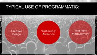 @claudia_perlich
@dstillery
Measure
Design
Messaging
‘Optimize’
Audience
Typical Use of Programmatic
Third Party
Measurement
‘Optimizing’
Audience
Creative
Design
TYPICAL USE OF PROGRAMMATIC:
 