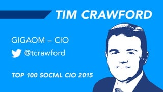 TIM CRAWFORD
@tcrawford
GIGAOM – CIO
TOP 100 SOCIAL CIO 2015
 