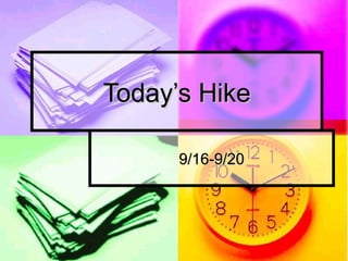 Today’s HikeToday’s Hike
9/16-9/209/16-9/20
 