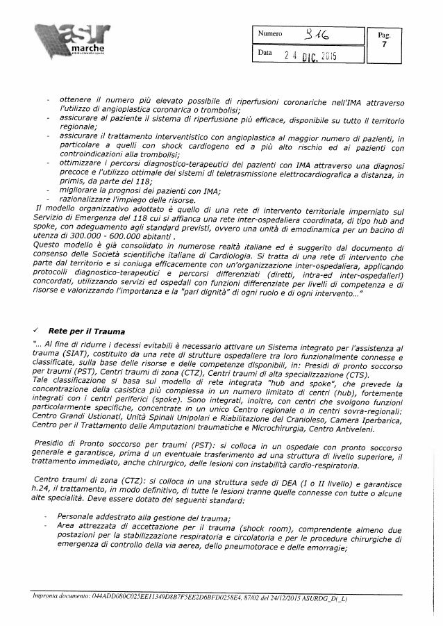 Determina Asur Marche 916 dg e allegati Attivazione Reti Cliniche D…