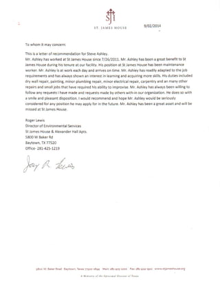 St. James Letter from Roger Lewis - Steve Ashley