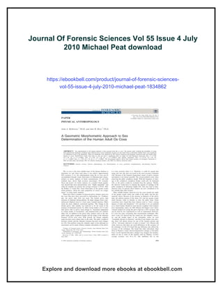Forensic Journal.pdf Journal Of Forensic Sciences Vol 55 Issue 4 July 2010 Michael Peat | PDF
