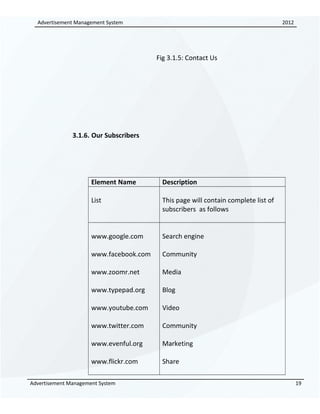 Advertisement Module Documentation Example 91743410 advertisement-management-system-srs | DOC