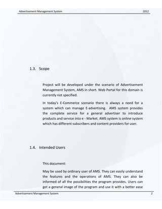 Advertisement Module Documentation Example 91743410 advertisement-management-system-srs | DOC