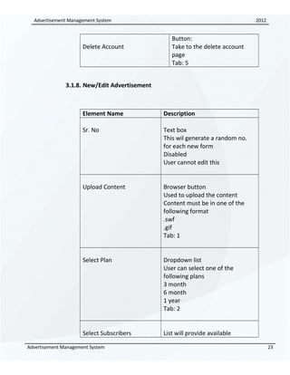 Advertisement Module Documentation Example 91743410 advertisement-management-system-srs | DOC