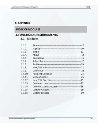 Advertisement Module Documentation Example 91743410 advertisement-management-system-srs | DOC