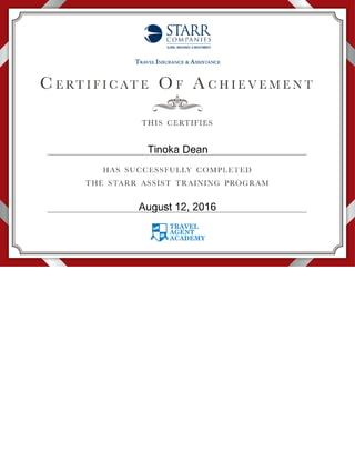 Starr Assist Training Program - View Certificate