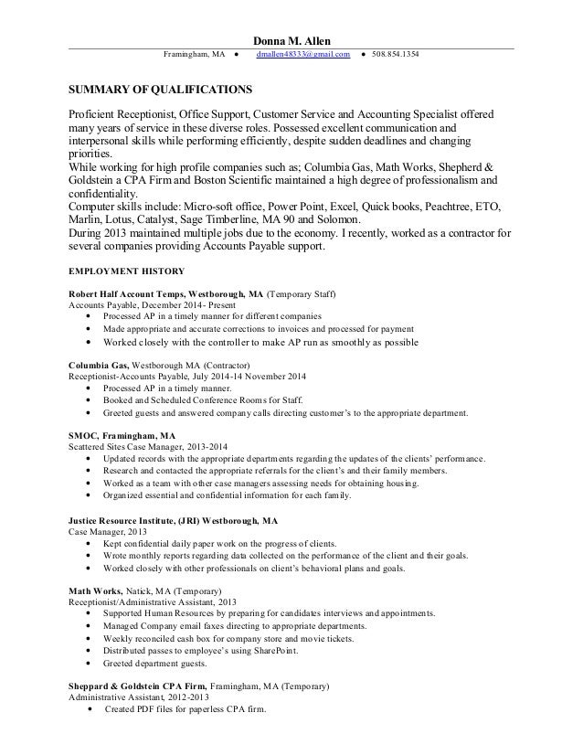 dma resume 2015