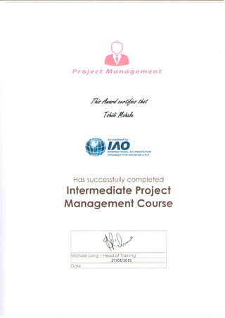 Project Management Certificate 