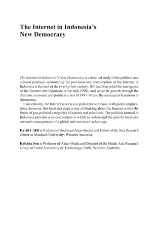 The Internet In Indonesias New Democracy 1st Edition David T Hill | PDF