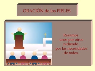 ORACIÓN de los FIELES




                   Rezamos
                unos por otros
                   pidiendo
              por las necesidades
                   de todos.
 