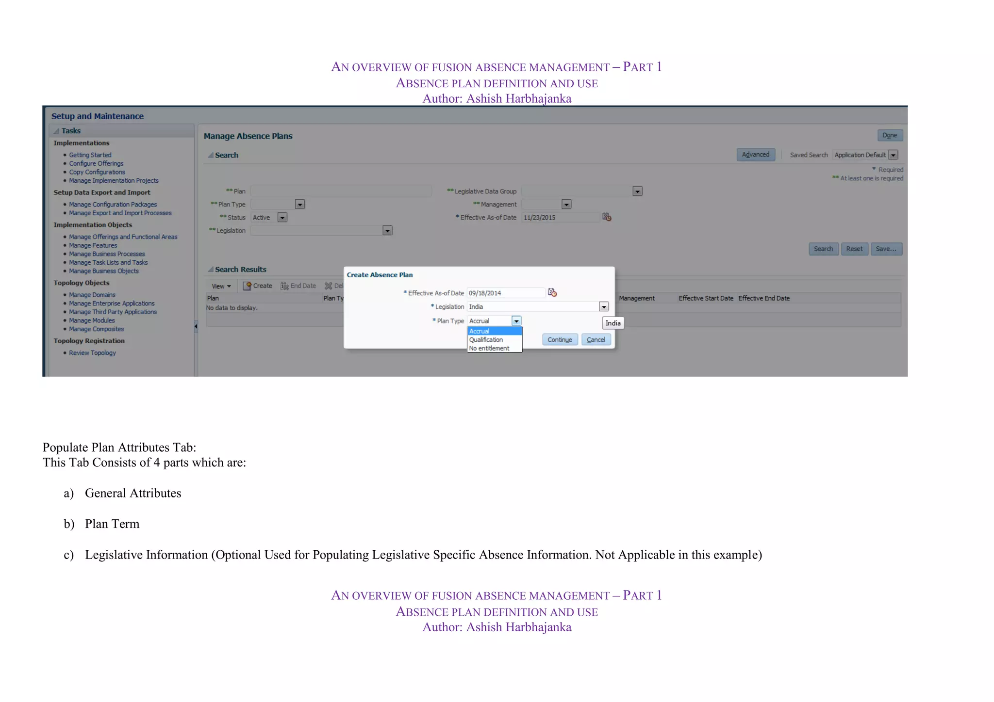 An Overview of Fusion Absence Management Absence Plan Definition and ...
