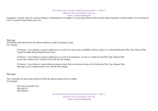 An Overview of Fusion Absence Management Absence Plan Definition and ...