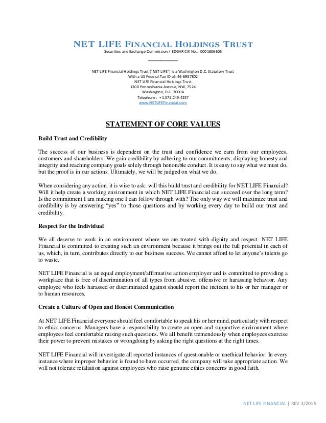Examples Of Analytical Essays Nlf Statement Of Core Values Net Life Financial Rev Net Life Financial Holdings Trust Essay Methods also Controversial Issues Essay Core Values Essay Prime Essay Writings Sample Brand Strategy For The Essay On Earth Quake