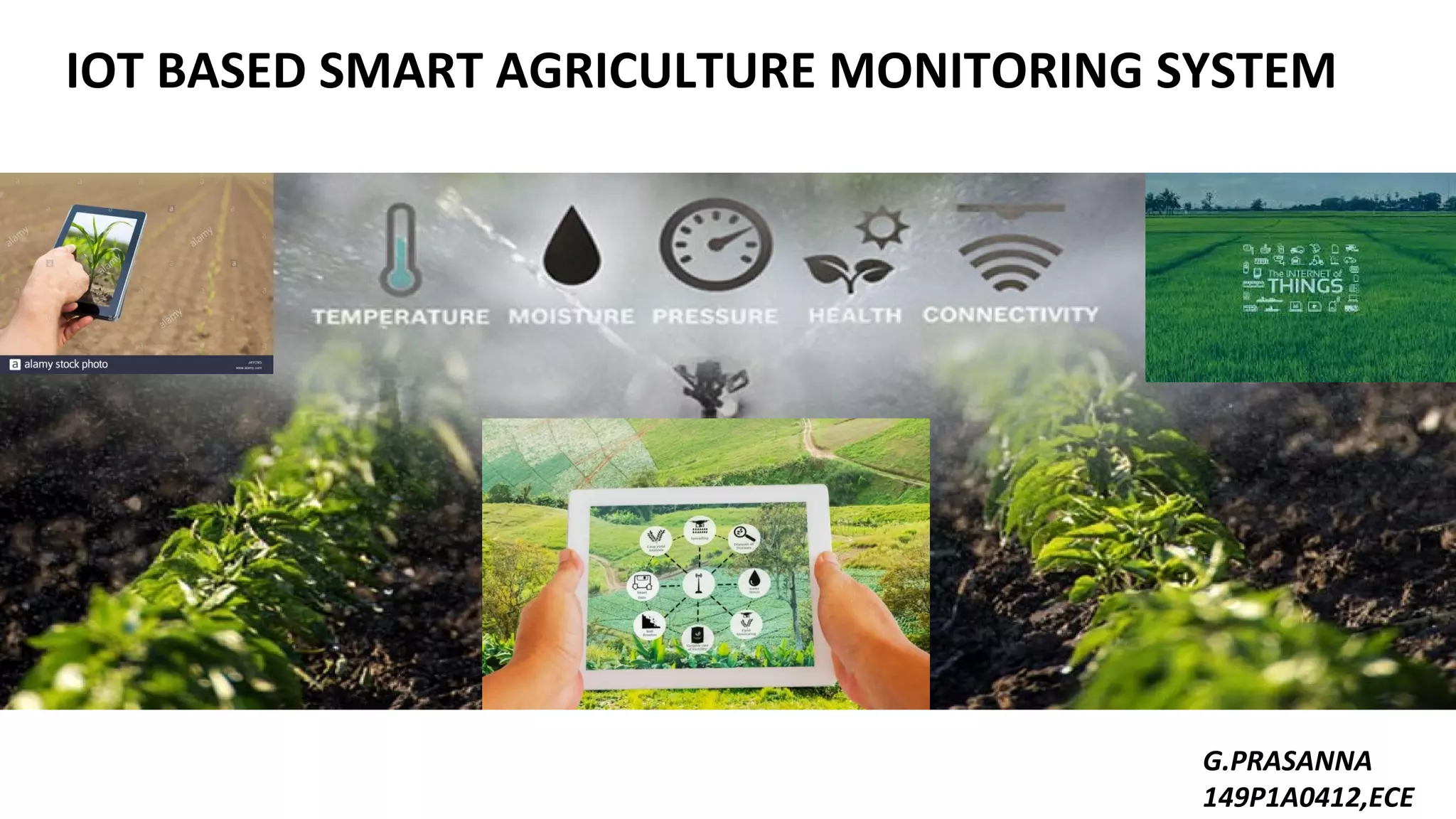 IOT BASED SMART AGRICULTURE MONITORING SYSTEM
G.PRASANNA
149P1A0412,ECE
 