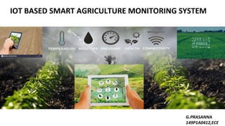 IOT BASED SMART AGRICULTURE MONITORING SYSTEM
G.PRASANNA
149P1A0412,ECE
 