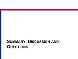 SUMMARY, DISCUSSION AND
QUESTIONS
 