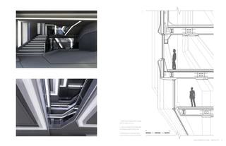 1.
2.
0 ft 5 ft
1. Stairslinkinglevelswithin asingle
verticalneighborhood
2.Viewupanatriumthatseparates
andbridgesneighboringzones
3.WallSectionofatypicalmiddle
zoneshowingconstructiondetails
3.
5VerticalNeighborhoods | Spring2014
 