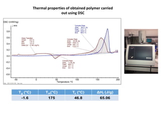 Thermal properties of obtained polymer carried
out using DSC
 