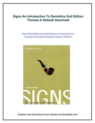 Sebeok Signs An Introduction To Semiotics 2nd Edition Thomas A Sebeok | PDF
