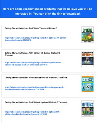 Getting Started In Options 4th Edition 4 Sub Michael C Thomsett | PDF