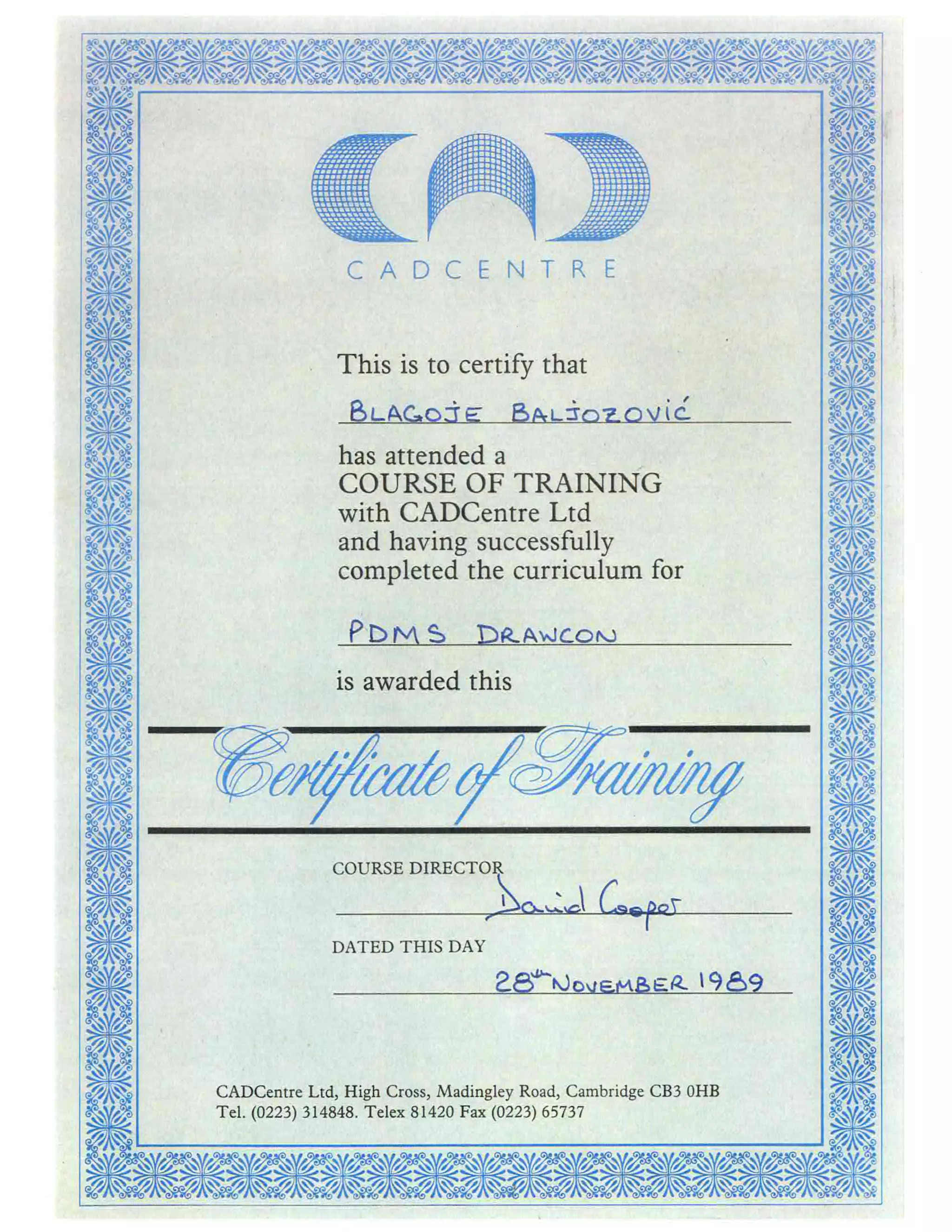 BBaljozovic-CADCentre-Training