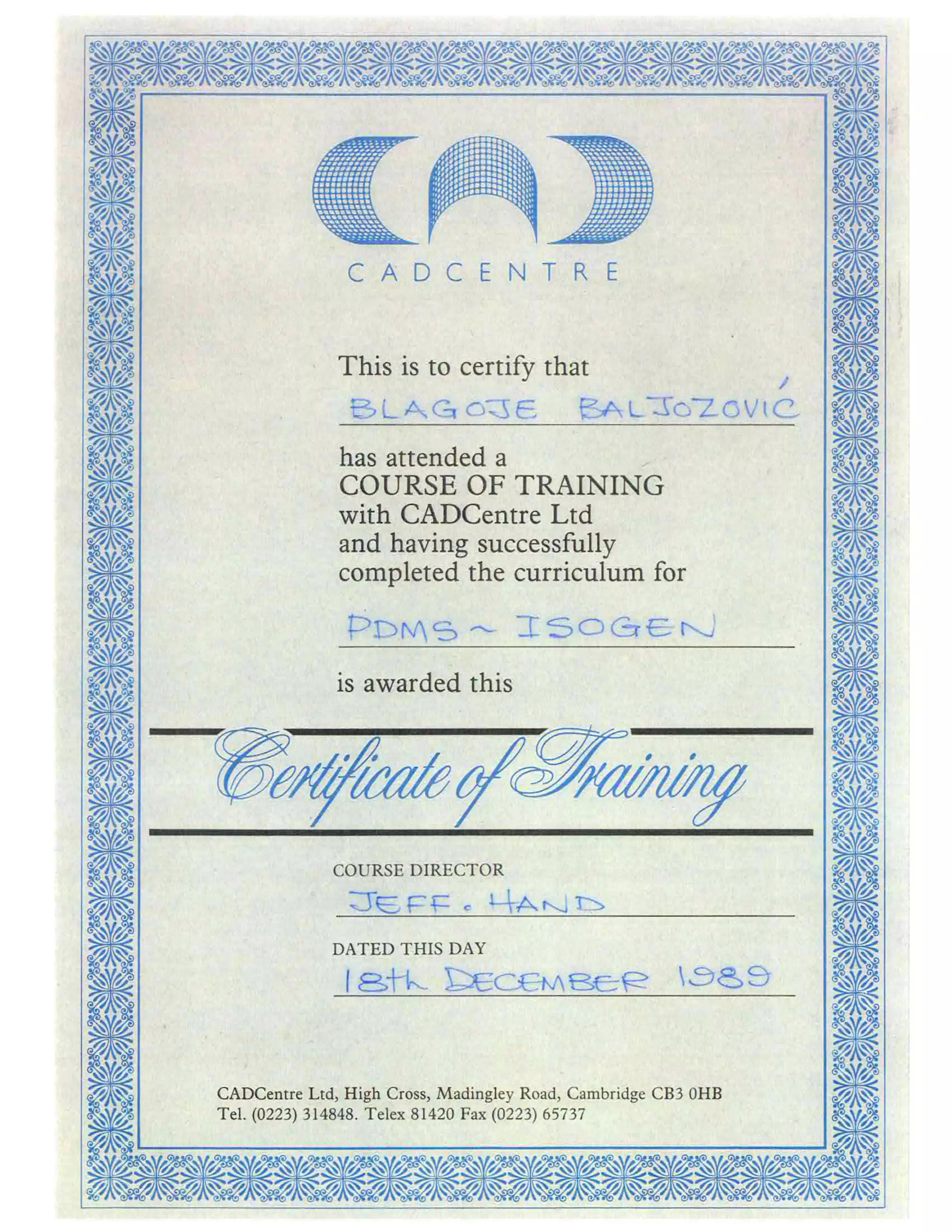 BBaljozovic-CADCentre-Training