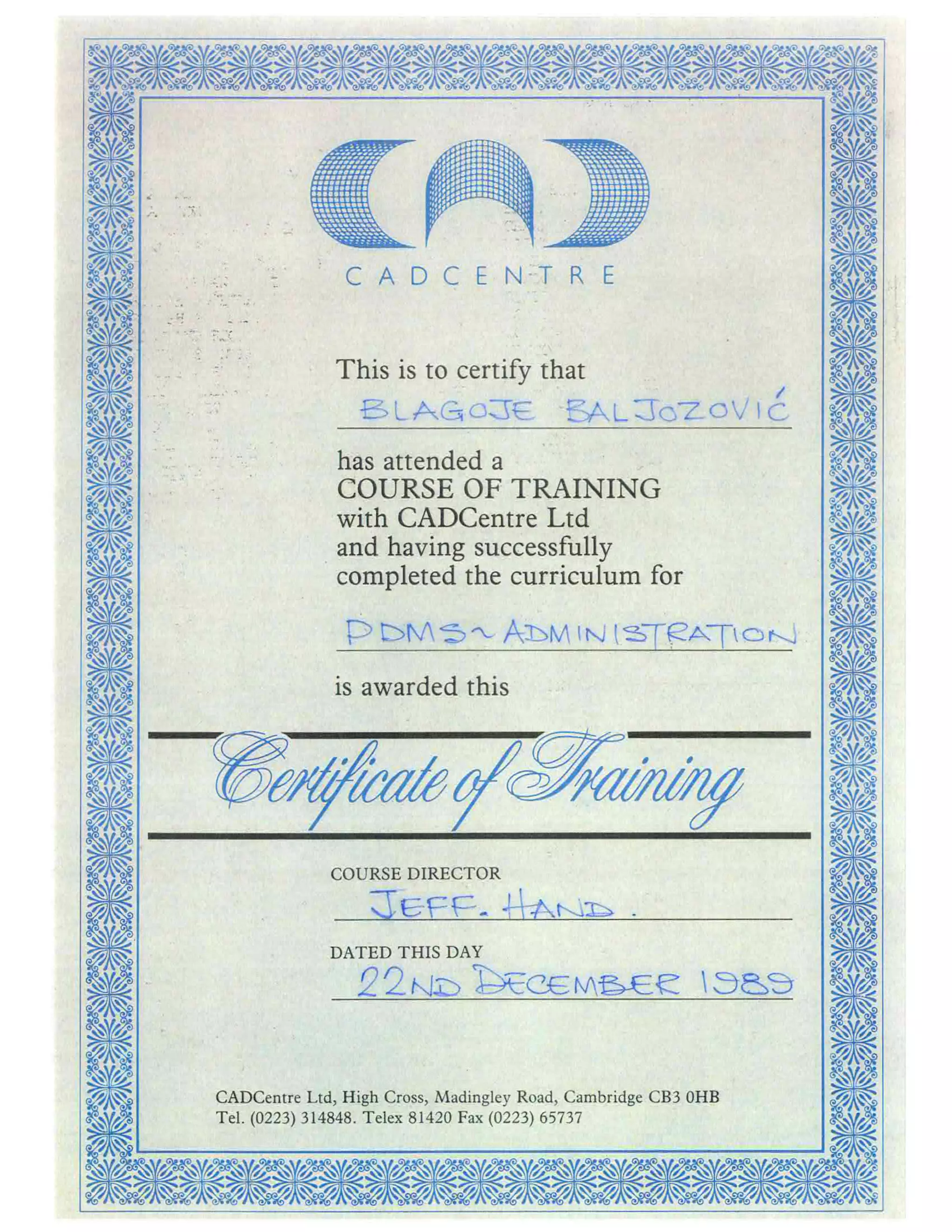 BBaljozovic-CADCentre-Training