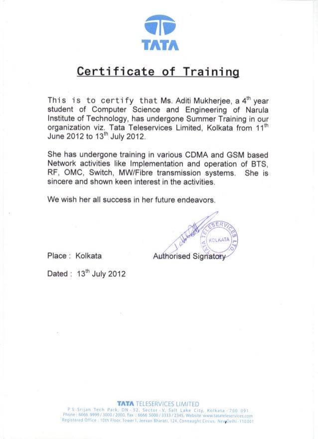 Tata Telesrevices Ltd Certificate tata-telesrevices-ltd-certificate