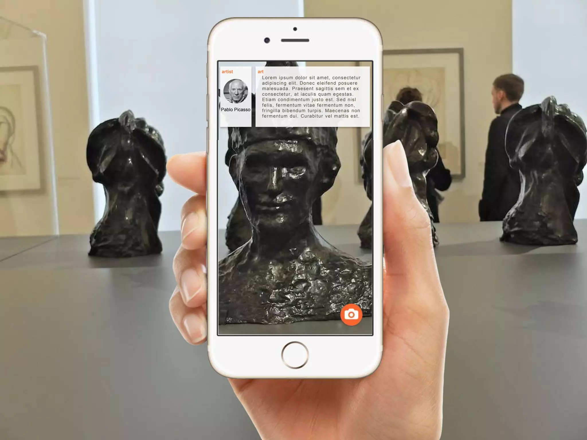 t
Pablo Picasso
artist
t
Lorem ipsum dolor sit amet, consectetur
adipiscing elit. Donec eleifend posuere
malesuada. Praesent sagittis sem et ex
consectetur, at iaculis quam egestas.
Etiam condimentum justo est. Sed nisl
felis, fermentum vitae fermentum non,
fringilla bibendum turpis. Maecenas non
fermentum dui. Curabitur vel mattis est.
art
 