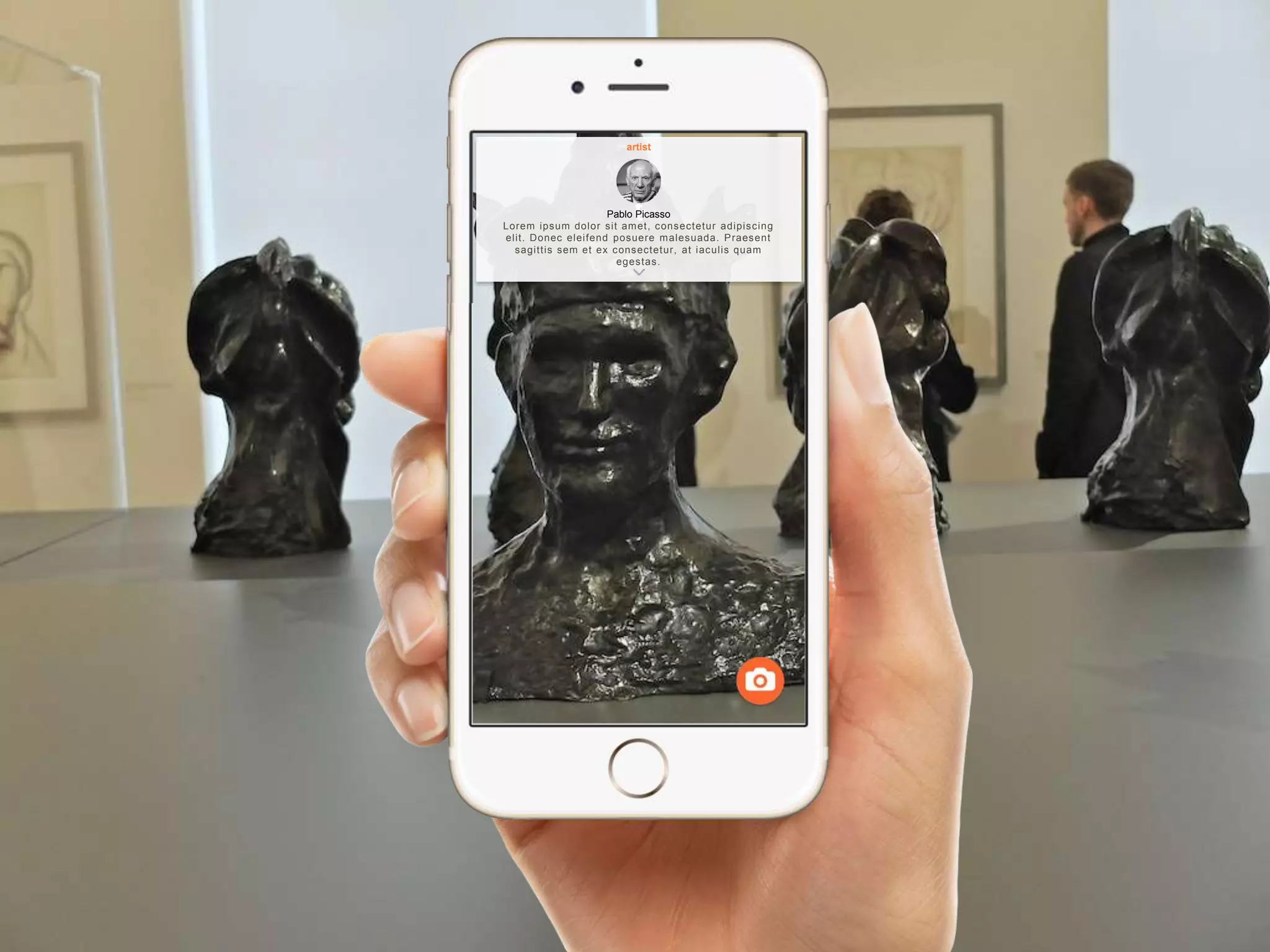 tPablo Picasso
artist
Lorem ipsum dolor sit amet, consectetur adipiscing
elit. Donec eleifend posuere malesuada. Praesent
sagittis sem et ex consectetur, at iaculis quam
egestas.
 