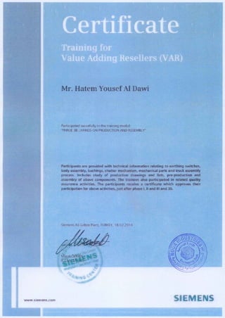 HATEM MV certificate