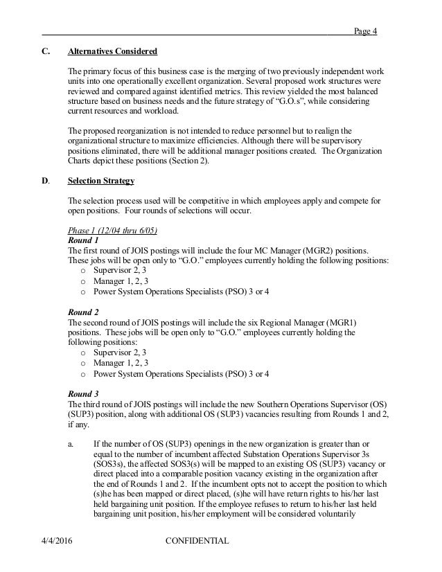 work sample_g o business case reorg business operations specialists job description