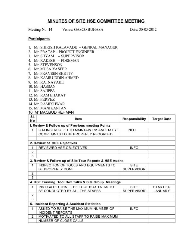 site hse meeting format tool box talk format