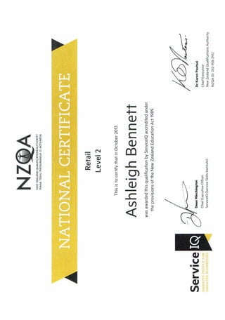 Level 2 Retail certificate