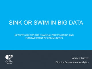 SINK OR SWIM IN BIG DATA
NEW POSSIBILITIES FOR FINANCIAL PROFESSIONALS AND
EMPOWERMENT OF COMMUNITIES
Andrew Garrett
Director Development Analytics
 