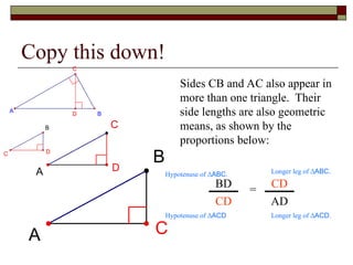 Similarity on Right Triangles using proportions | PPT