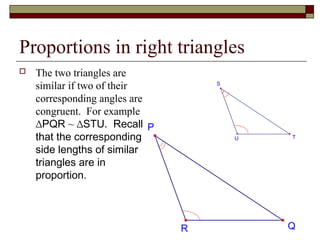 Similarity on Right Triangles using proportions | PPT