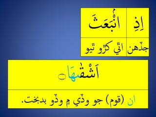 ِ‫ذ‬‫ا‬ِ‫ب‬ْْۢ‫ن‬‫ا‬ِ‫ث‬‫ع‬
‫جڏه‬ِ‫ٿ‬ِ‫ايٿِکڙو‬‫يو‬
ِ‫ه‬‫ق‬ ْ‫ش‬‫ا‬‫ا‬‫ه‬‫ى‬‫۝‬
‫ان‬(‫قوم‬)‫جوِوڏيِ۾ِوڏوِبدخبت‬.
 