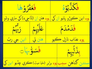 ِ‫ف‬ُِ‫ب‬‫ذ‬‫ك‬ِْ‫و‬ُِ‫ه‬ِ‫ف‬ِْ‫و‬ُ‫ر‬‫ق‬‫ع‬ِ‫ه‬‫ا‬
ِ‫پوء‬ِ‫يو‬‫ن‬‫ا‬‫ِڪوڙوِڀ‬ ‫اهن‬‫ا‬‫ن‬‫يک‬ِ‫پوء‬ِ‫هنن‬‫ان‬(ِ‫ڏاچيء‬)‫يکِماري‬‫وڌو‬
ِ‫ف‬ِ‫م‬‫د‬ْ‫م‬‫د‬ِ‫ل‬‫ع‬ِْ‫ي‬ِْ‫م‬ُُِ‫ّب‬‫ر‬ِْ‫م‬
ِ‫پوء‬‫يو‬‫ڪ‬ِ‫عذابِانزل‬‫هنن‬‫يت‬‫اهن‬ِٰ‫يجِرب‬
ِ‫ب‬ِ‫ب‬ْْۢ‫ن‬‫ذ‬ِْ‫م‬ِ‫ف‬ِ‫ه‬ٰ‫و‬‫س‬‫ا‬‫هى‬‫۝‬
‫ندن‬‫س‬ِ ‫ناه‬‫گ‬‫سب‬‫ب‬ِ‫پوء‬ِ‫بر‬‫ا‬‫ر‬‫ب‬(‫ياِمْٽ‬‫مل‬)‫ڪريِڇڏي‬ِ‫و‬ِ ‫اهن‬‫يک‬
 