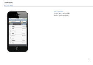 Specifications
7
Page: Filter_Brand
Links to other pages
1 on Click goes to Quicklink_page,
2 on Click goes to filter_brand_1,
 