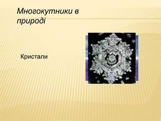 Многокутники в 
природі 
Кристали 
 