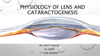 PHYSIOLOGY OF LENS AND
CATARACTOGENESIS
DR. SRISTI THAKUR
LEI, NAMS
1ST YEAR RESIDENT
 