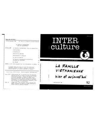 92 la famille vietnamienne hier et aujourd'hui. lê, t.q., dorais, l.j. (document à télécharger en format pdf, 1,8 mb). 