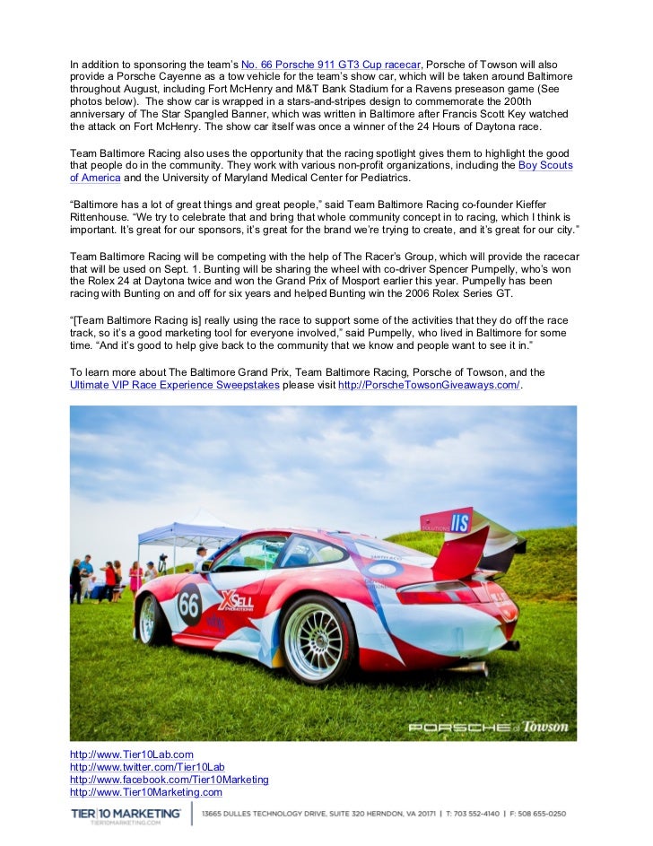 Porsche Of Towson >> Porsche Of Towson To Sponsor Racecar Give Away Prize Porsche Of Towson >> Porsche Of Towson To Sponsor Racecar Give Away Prize